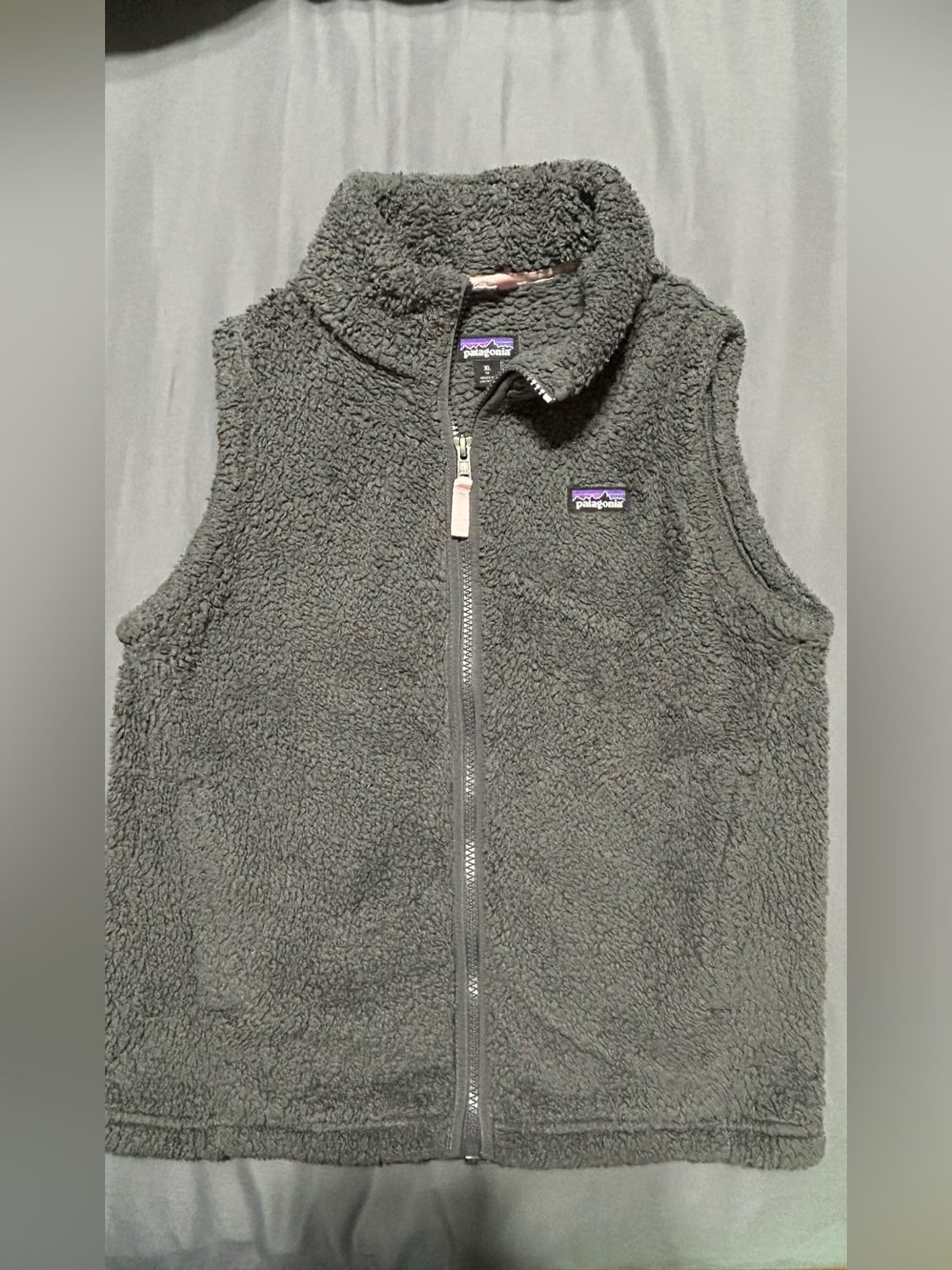 Patagonia Kids Gray Sherpa Fleece Vest - Zip Front